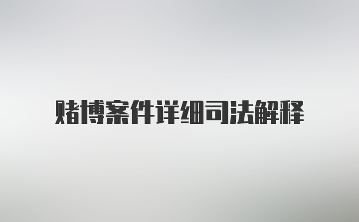 赌博案件详细司法解释