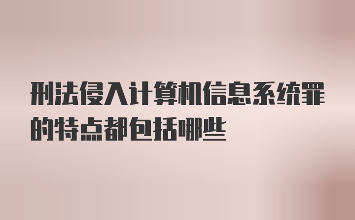 刑法侵入计算机信息系统罪的特点都包括哪些