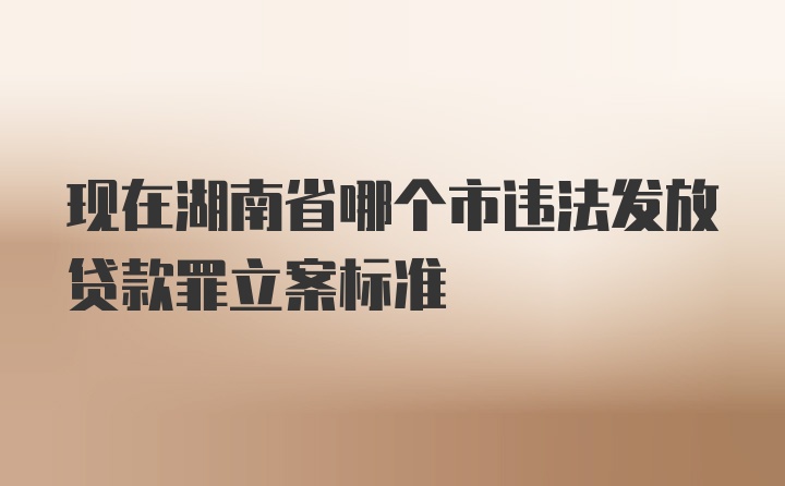 现在湖南省哪个市违法发放贷款罪立案标准