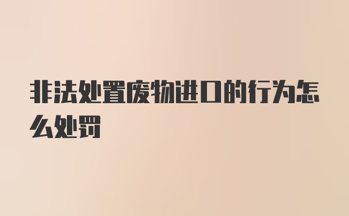 非法处置废物进口的行为怎么处罚