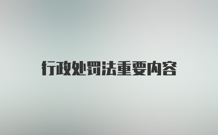 行政处罚法重要内容