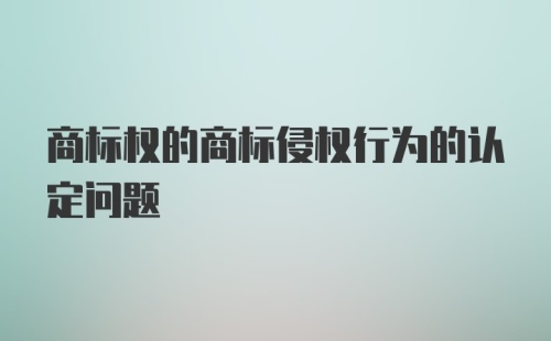 商标权的商标侵权行为的认定问题