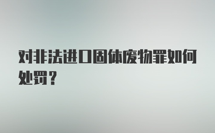 对非法进口固体废物罪如何处罚？