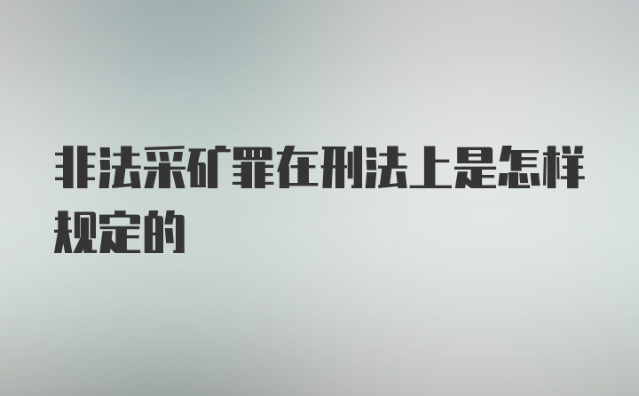 非法采矿罪在刑法上是怎样规定的