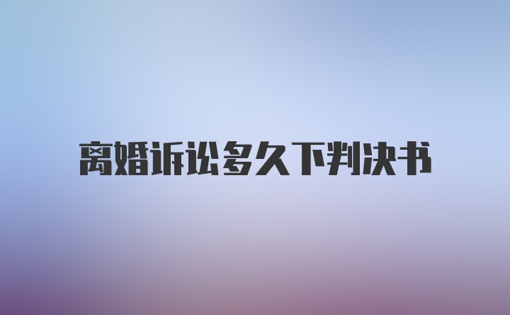 离婚诉讼多久下判决书