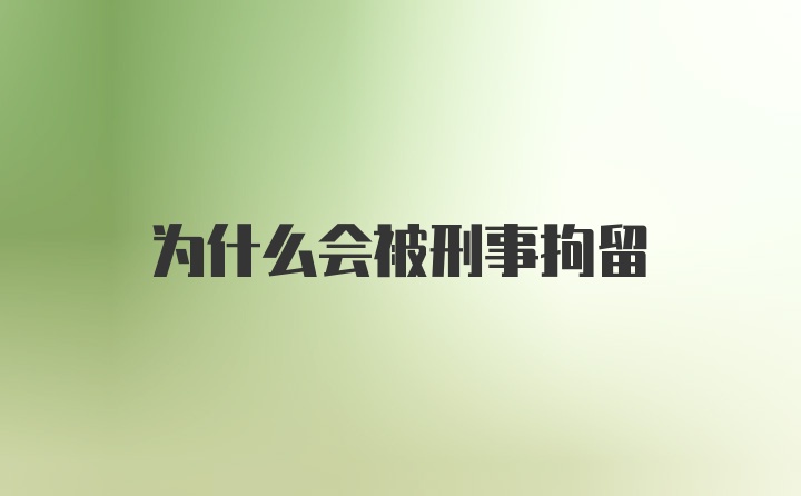 为什么会被刑事拘留