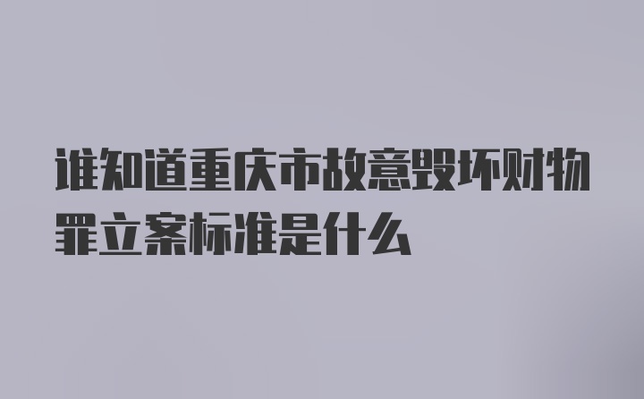 谁知道重庆市故意毁坏财物罪立案标准是什么