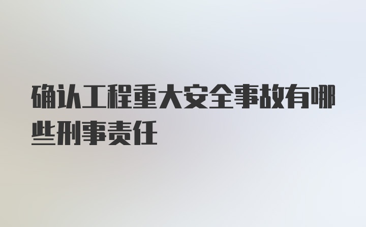 确认工程重大安全事故有哪些刑事责任