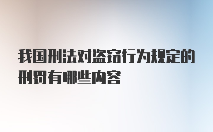 我国刑法对盗窃行为规定的刑罚有哪些内容