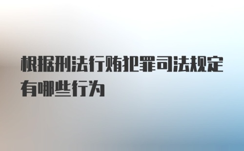 根据刑法行贿犯罪司法规定有哪些行为