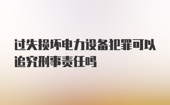 过失损坏电力设备犯罪可以追究刑事责任吗