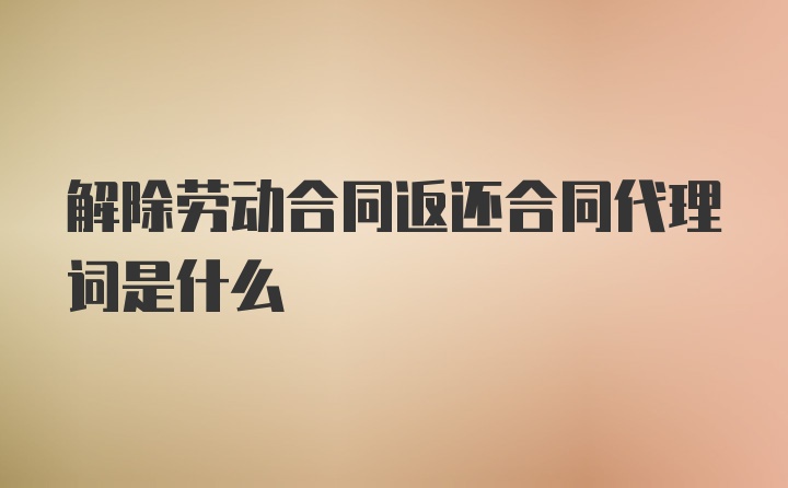 解除劳动合同返还合同代理词是什么