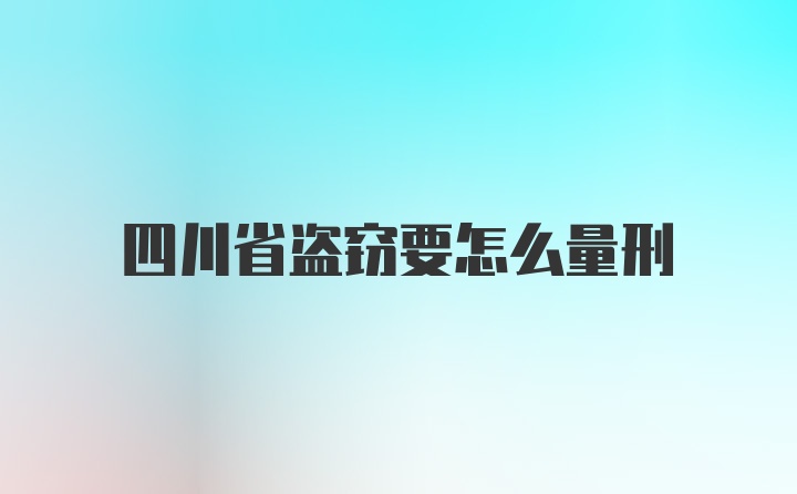 四川省盗窃要怎么量刑