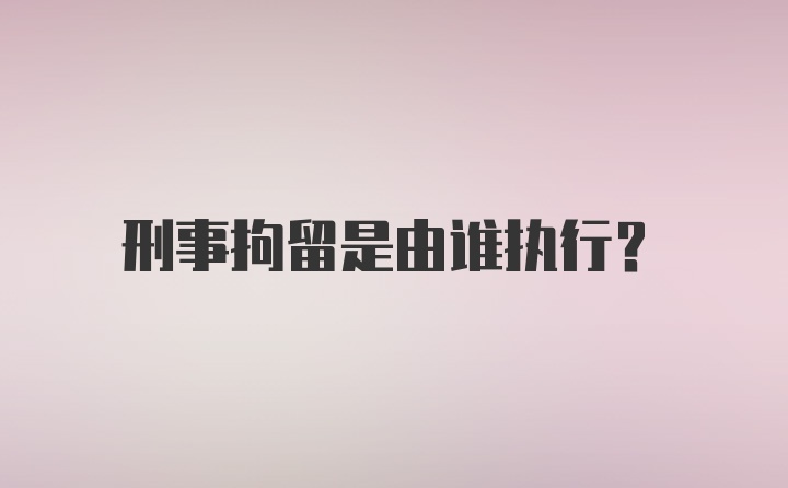 刑事拘留是由谁执行？