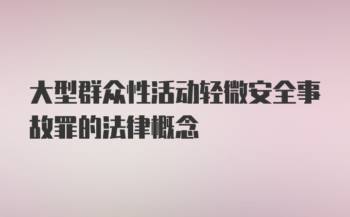 大型群众性活动轻微安全事故罪的法律概念