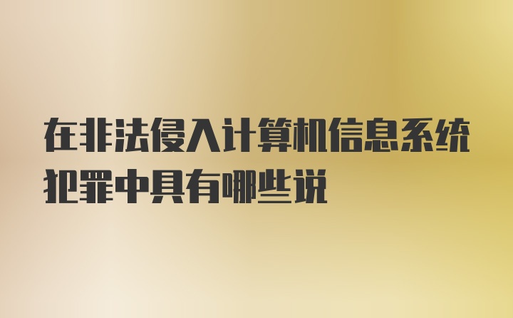 在非法侵入计算机信息系统犯罪中具有哪些说