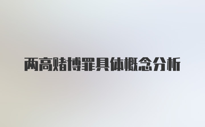 两高赌博罪具体概念分析