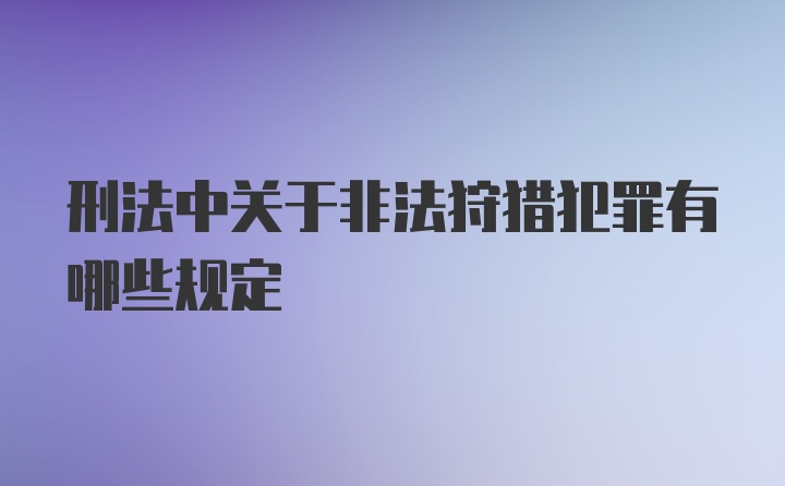 刑法中关于非法狩猎犯罪有哪些规定