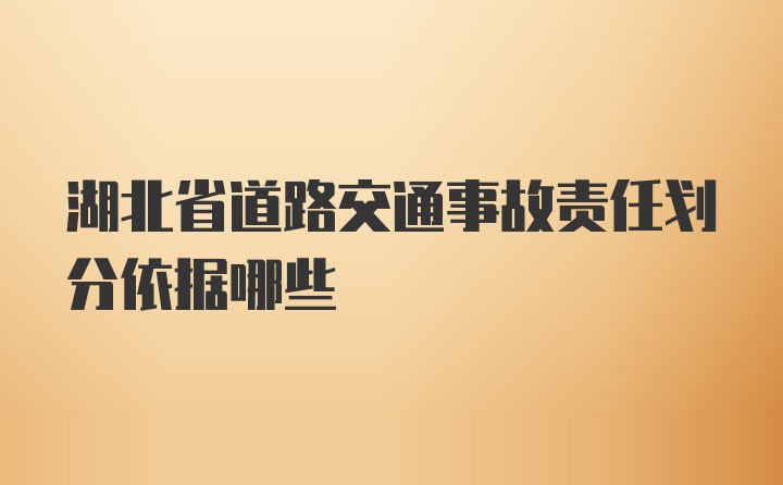 湖北省道路交通事故责任划分依据哪些