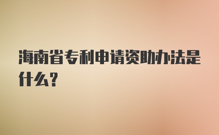 海南省专利申请资助办法是什么？