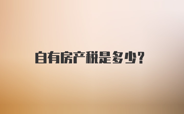 自有房产税是多少？