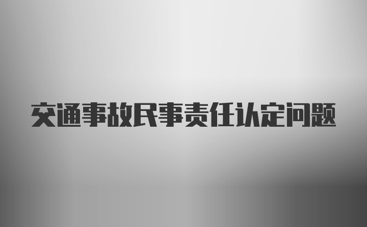 交通事故民事责任认定问题