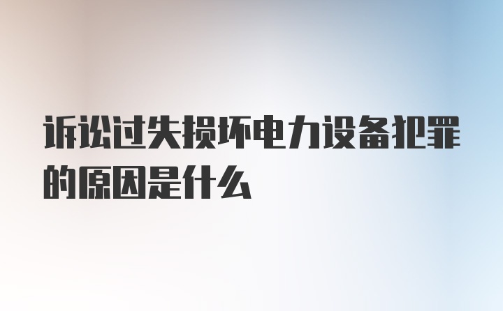 诉讼过失损坏电力设备犯罪的原因是什么