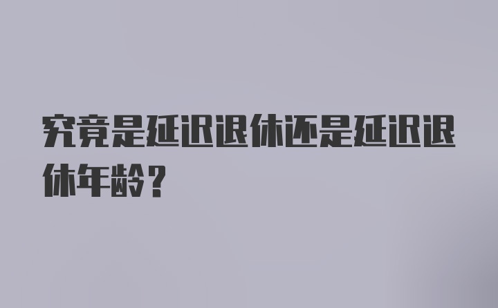 究竟是延迟退休还是延迟退休年龄？