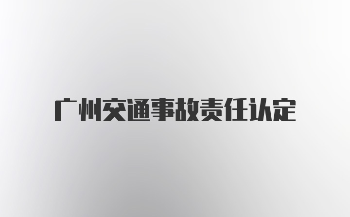 广州交通事故责任认定