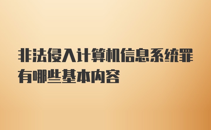 非法侵入计算机信息系统罪有哪些基本内容