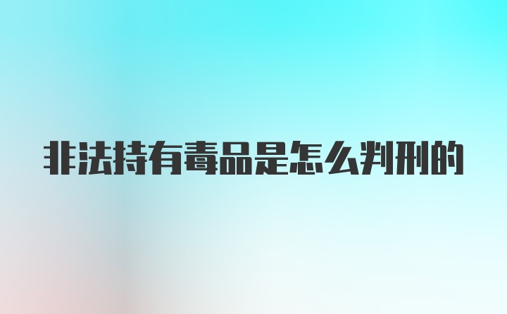 非法持有毒品是怎么判刑的