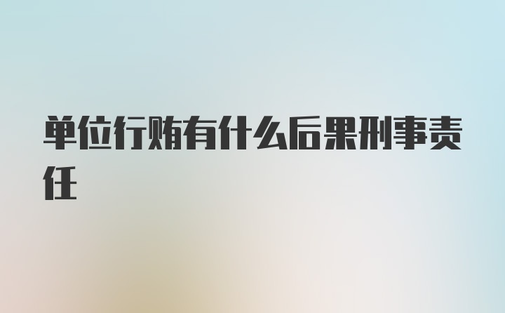 单位行贿有什么后果刑事责任