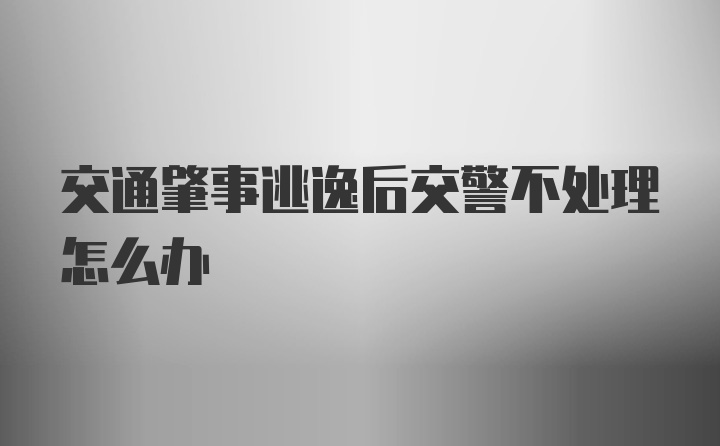 交通肇事逃逸后交警不处理怎么办