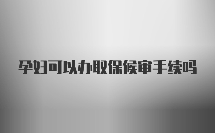 孕妇可以办取保候审手续吗