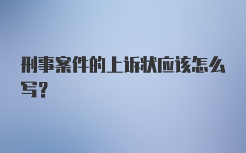 刑事案件的上诉状应该怎么写？