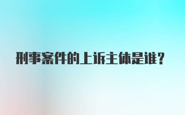 刑事案件的上诉主体是谁？