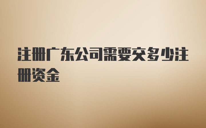 注册广东公司需要交多少注册资金