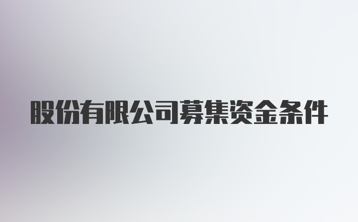 股份有限公司募集资金条件