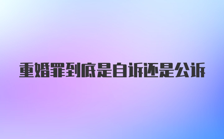 重婚罪到底是自诉还是公诉