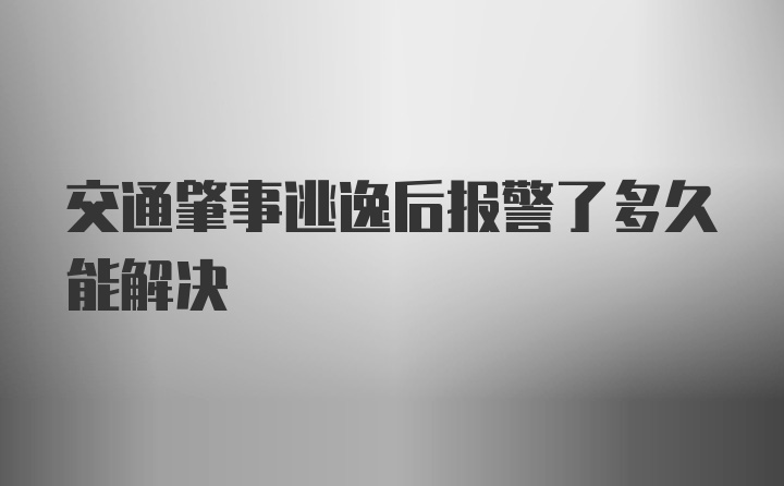 交通肇事逃逸后报警了多久能解决