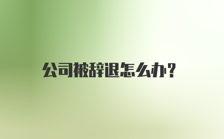 公司被辞退怎么办？