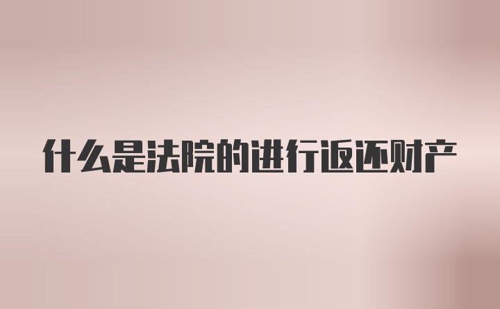 什么是法院的进行返还财产