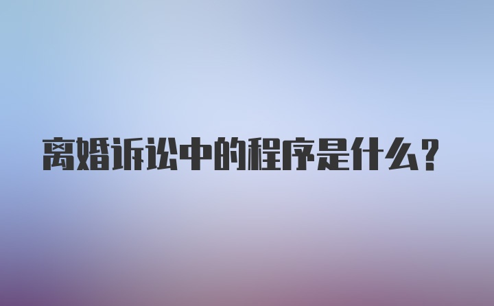 离婚诉讼中的程序是什么?