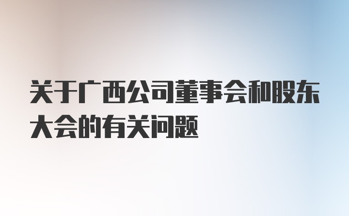 关于广西公司董事会和股东大会的有关问题