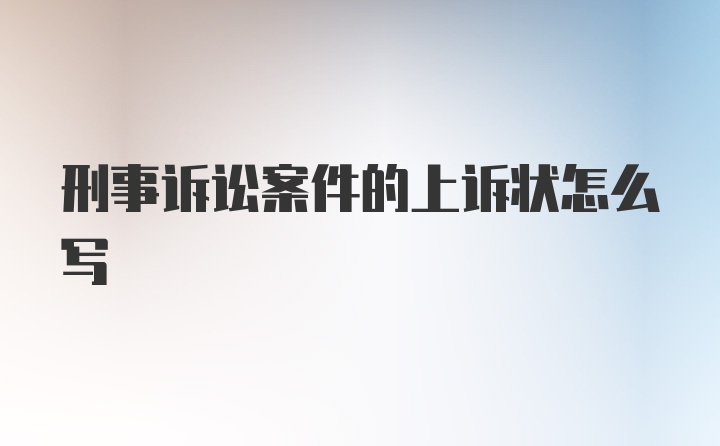 刑事诉讼案件的上诉状怎么写