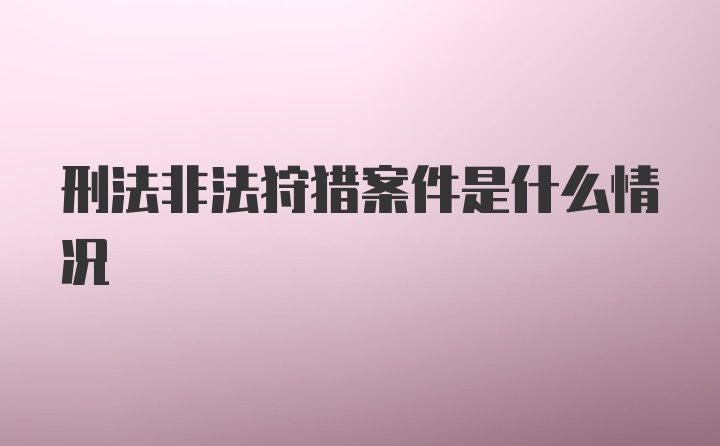 刑法非法狩猎案件是什么情况