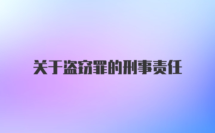 关于盗窃罪的刑事责任