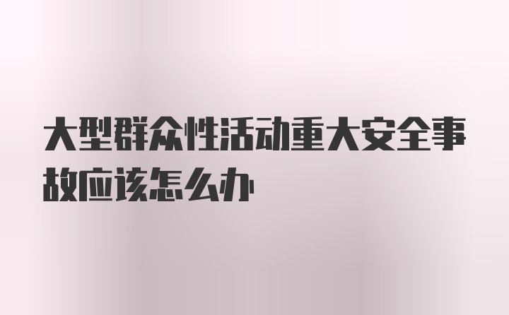 大型群众性活动重大安全事故应该怎么办