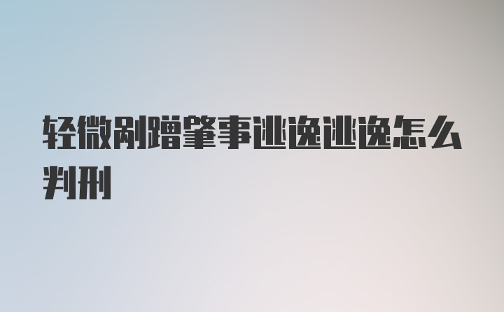 轻微剐蹭肇事逃逸逃逸怎么判刑