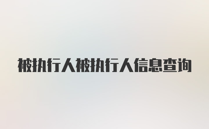 被执行人被执行人信息查询